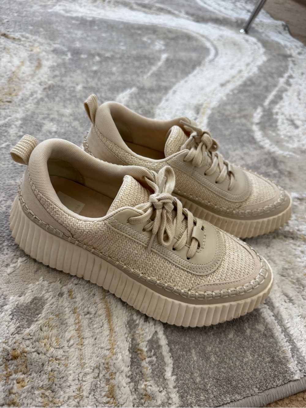 Dolce Vita Women's Beige Platform Knit Sneakers